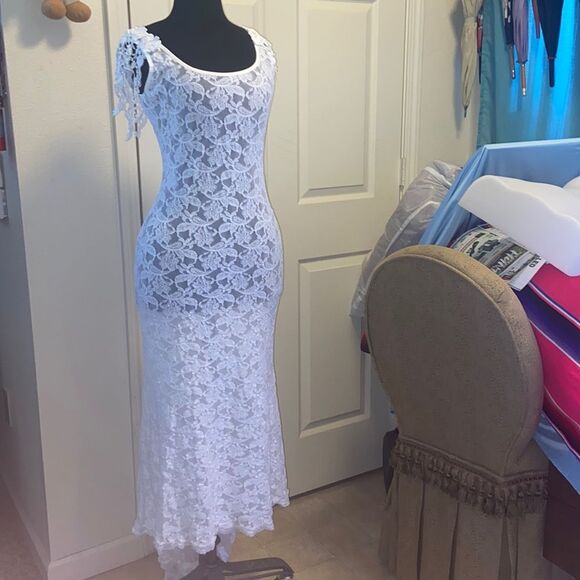 Vintage Paris Made In USA Lace Dress Size M L - Picture 1 of 11